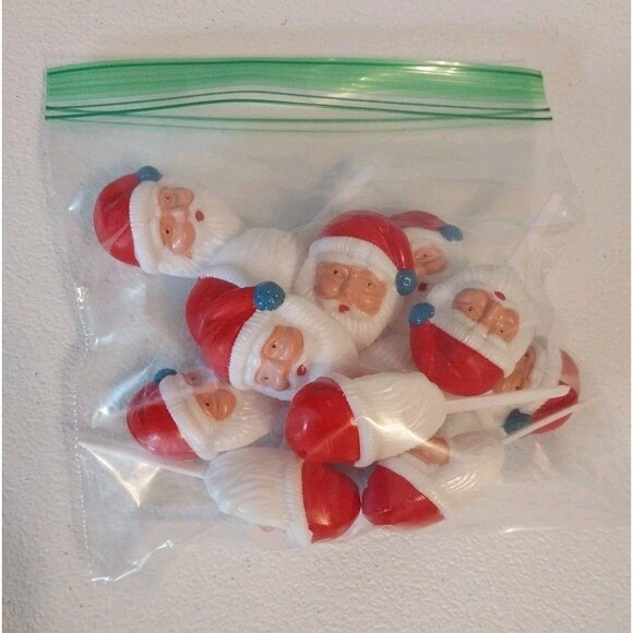 Santa Claus Head Cupcake Cake Picks Plastic 3" Set Of 12 Holiday Baking Festive - Picture 4 of 4